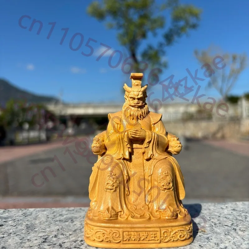 

Hand-Carved Wood Sea Dragon King Statue - 3.9" Feng Shui Figurine for Home Decor, Office Ornament, Collectible Art