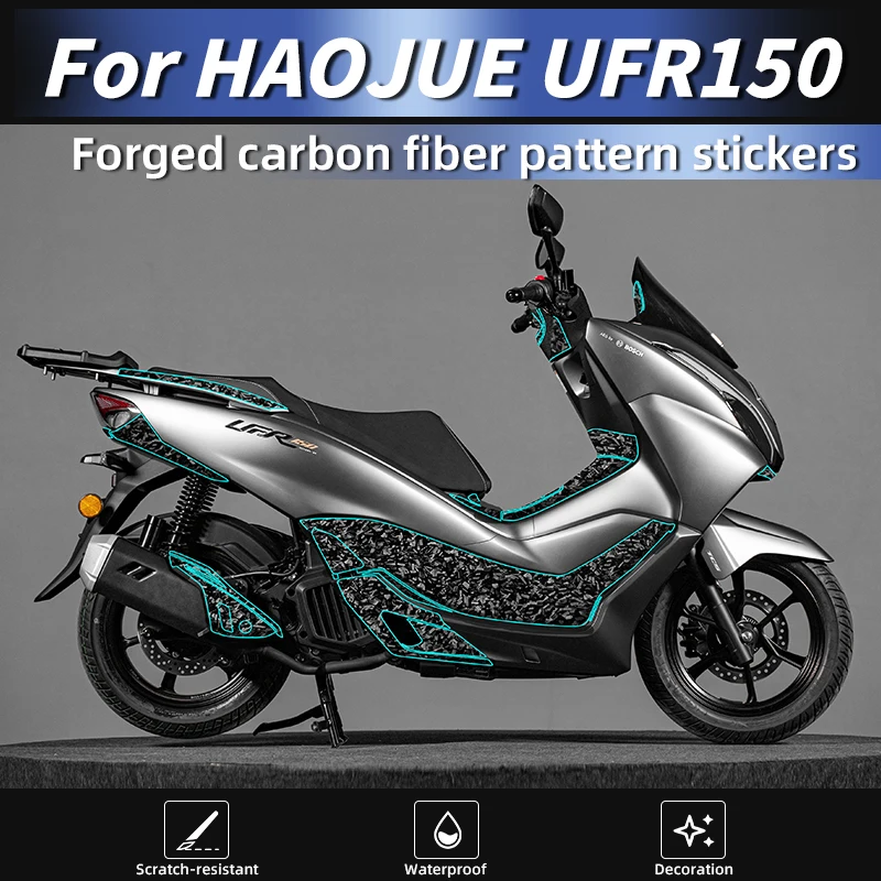

For 2025 Haojue UFR150 Forged Carbon Decals Weatherproof High-Fit Scratch-Shield Moto Modification