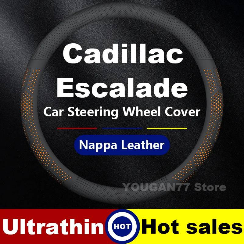 

Leather Car Steering Wheel Cover For Cadillac Escalade IQ 2022 2025 Auto Steering Wheel Cadillac Interior Accessories