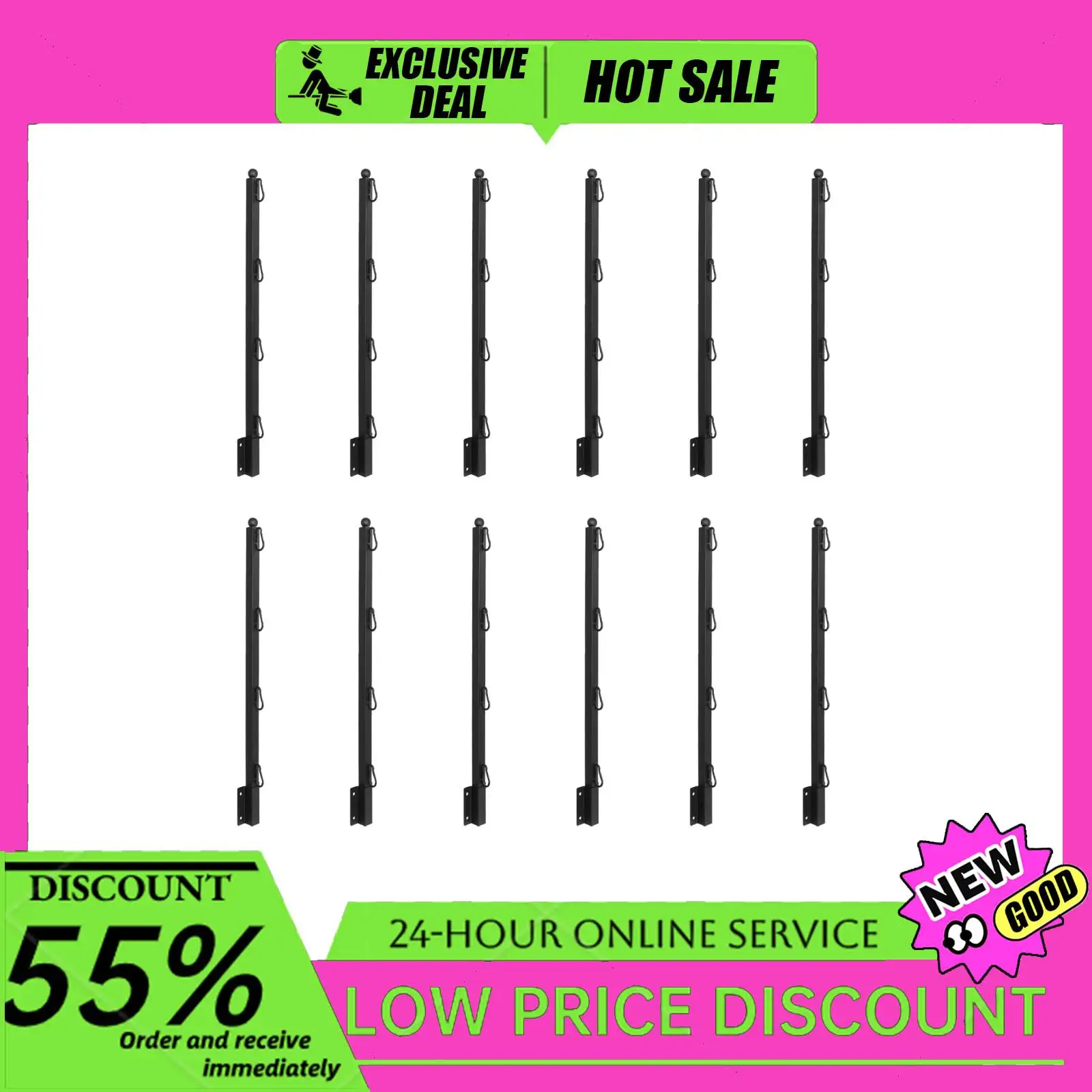 

12PCS Fence Post Extender Barbed Wire Extension Arms Steel 30.5in for Garden/Home Fence Height Increase