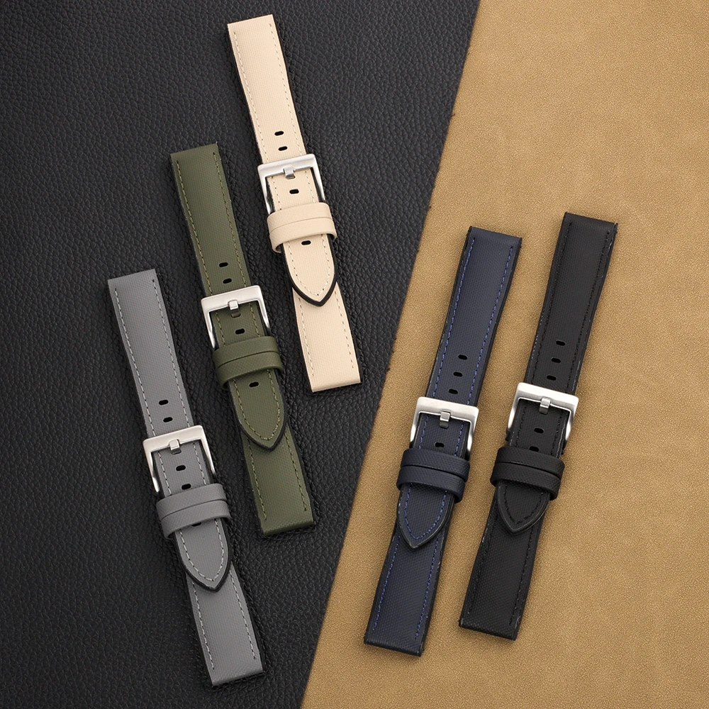 Waterproof Sailcloth Watch Band 18mm 20mm 22mm Oxford Canvas Watch Strap Silicone Quick Release Watchband Sports Bracelet Belt