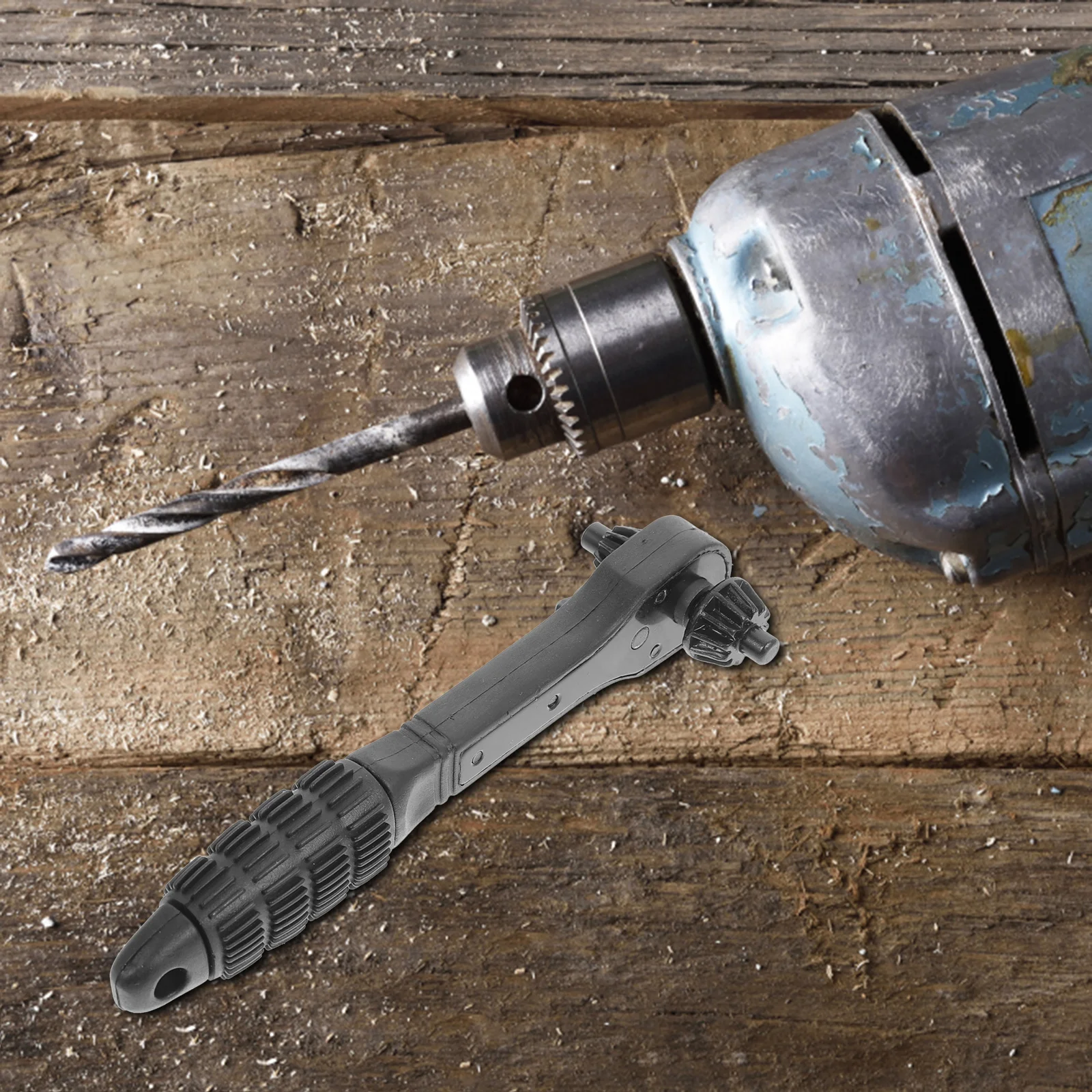 2 in 1 ドリルチャック スパナ ラチェットレンチ デュアルユース ポータブルハンドツール 電動ドリルチャックキー デュアルユース ラチェットレンチ