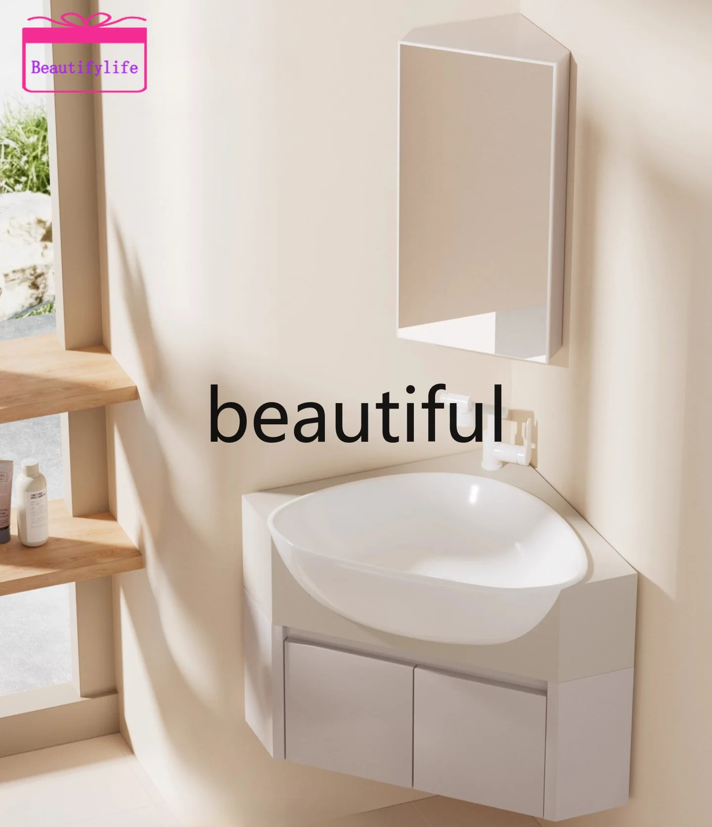 b67 Small apartment corner bathroom cabinet, washing table aluminum alloy, washbasin cabinet combination