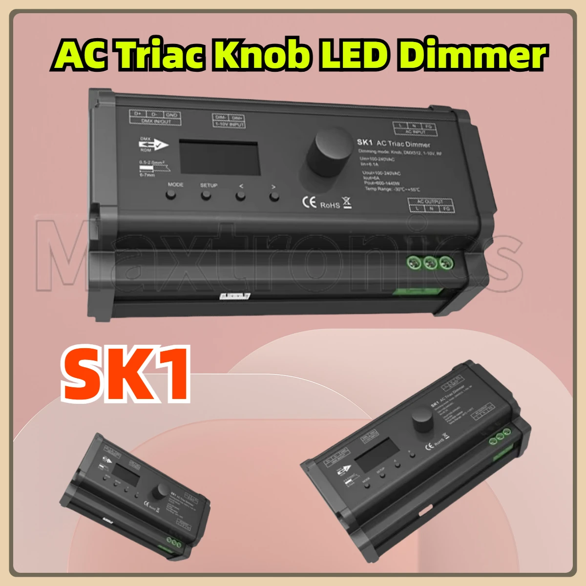 SK1 AC Triac Knob LED Brightness Dimmer 100-240V 1CH*6A DMX512 RF 2.4G Signal Protocol 1-10V Signal Controller Use To Led Lamps