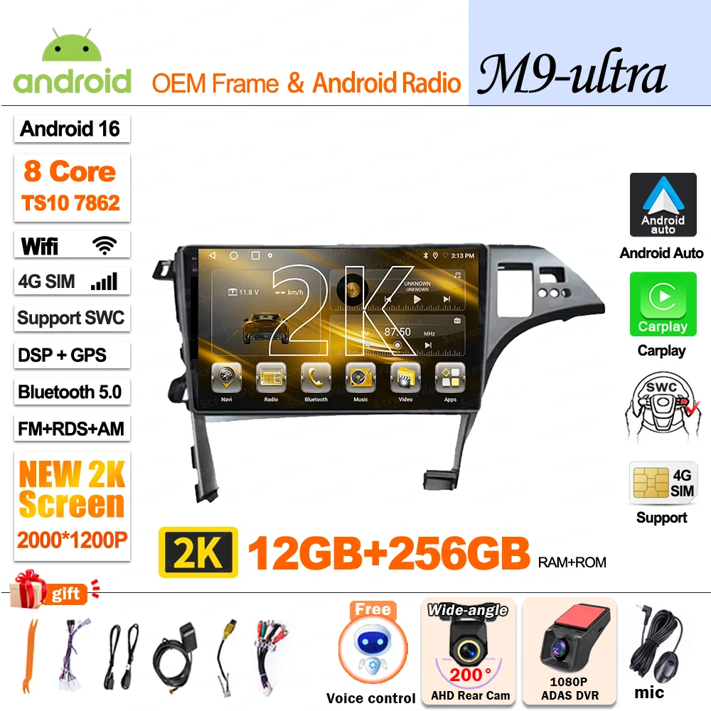 Android 16 Voor Toyota Prius 3 XW30 2009 - 2015 Stereo Head Unit Multimedia Video Player GPS Navigatie Bluetooth 8 Core Wifi 5G