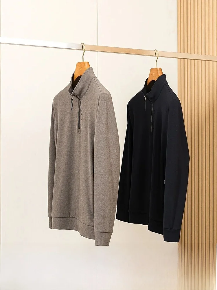 

Warmth Woolen down Underwear for Men with 3D Pred Flower Letters f Zipper Autumn ential Base Layer T-irt