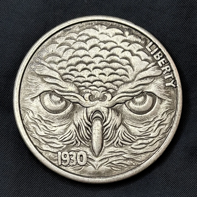 USA 1930 Owl Stray Coin, Animal Antique Hobo Old Silver Remake Commemorative Medal, Souvenir, Home Decoration, Collectible Coin