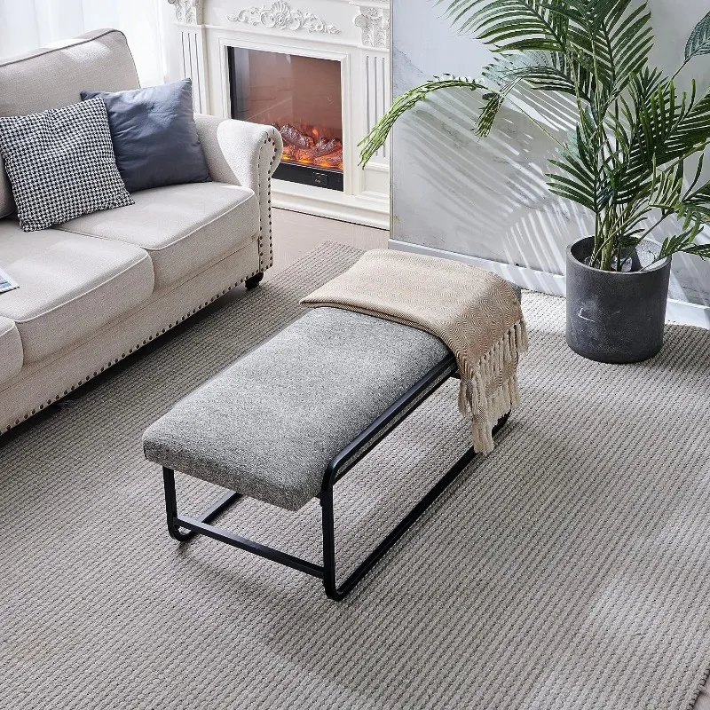 

Home Upholstered Bedroom Benches, 48 inch Kids Ottoman Vegan Leather Footrest Stool, Accent Bench for Entryway Bedroom
