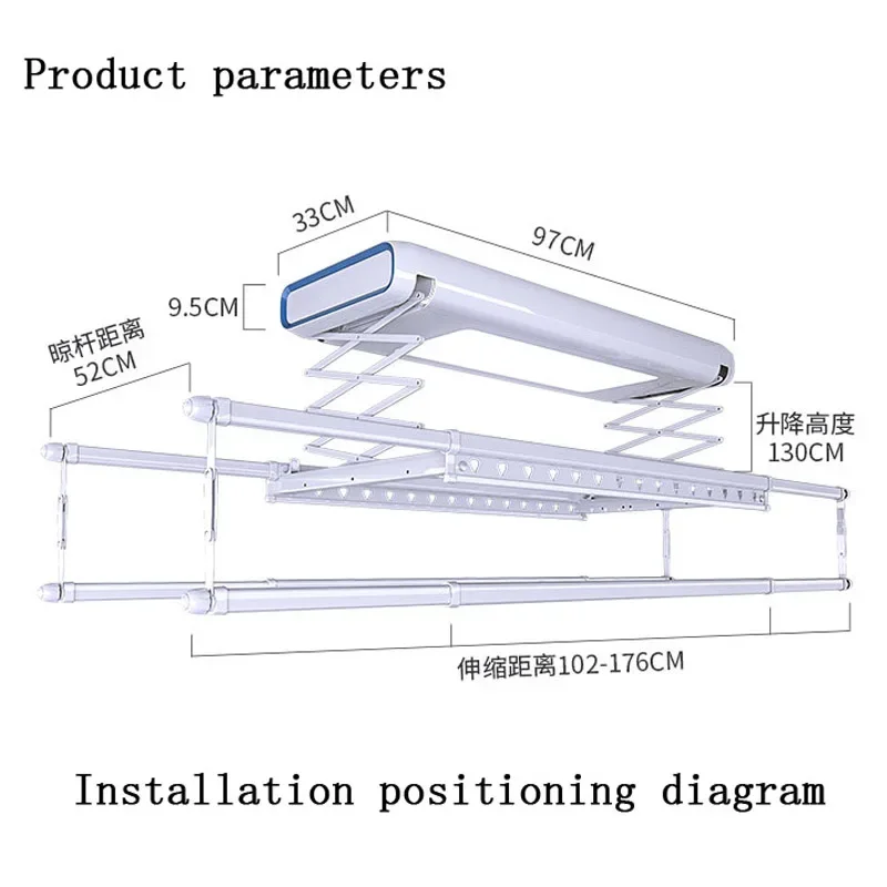 balcony ceiling clothes drying rack automatically wire suspended  remote control lifting intelligent electric drying rack