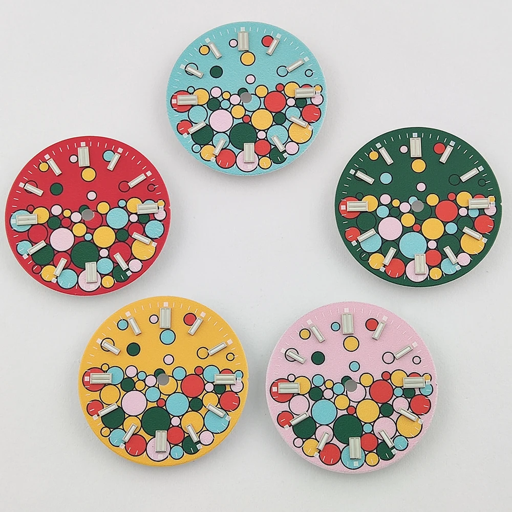 Watch Dial 28.5mm nh35 Dial Green Luminous Bubble Dial No Logo Watch Face Fit NH35 Movement Watch Parts Customizable Logo