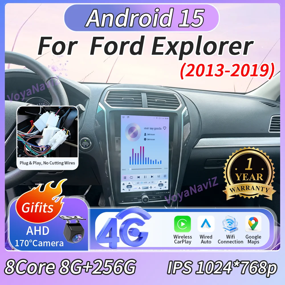 

Android Auto Wirreless Carplay For Ford Explorer 2013-2019 12.1" Car Audio Player IPS Touchscreen Google Maps BT5.0 Head Unit FM