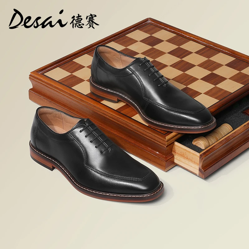 Desai Genuine Leather Shoes Men Dress Shoes Fashion Comfortable Oxford Shoes Casual Soft Shoes,Wedding,Formal ,Large Size