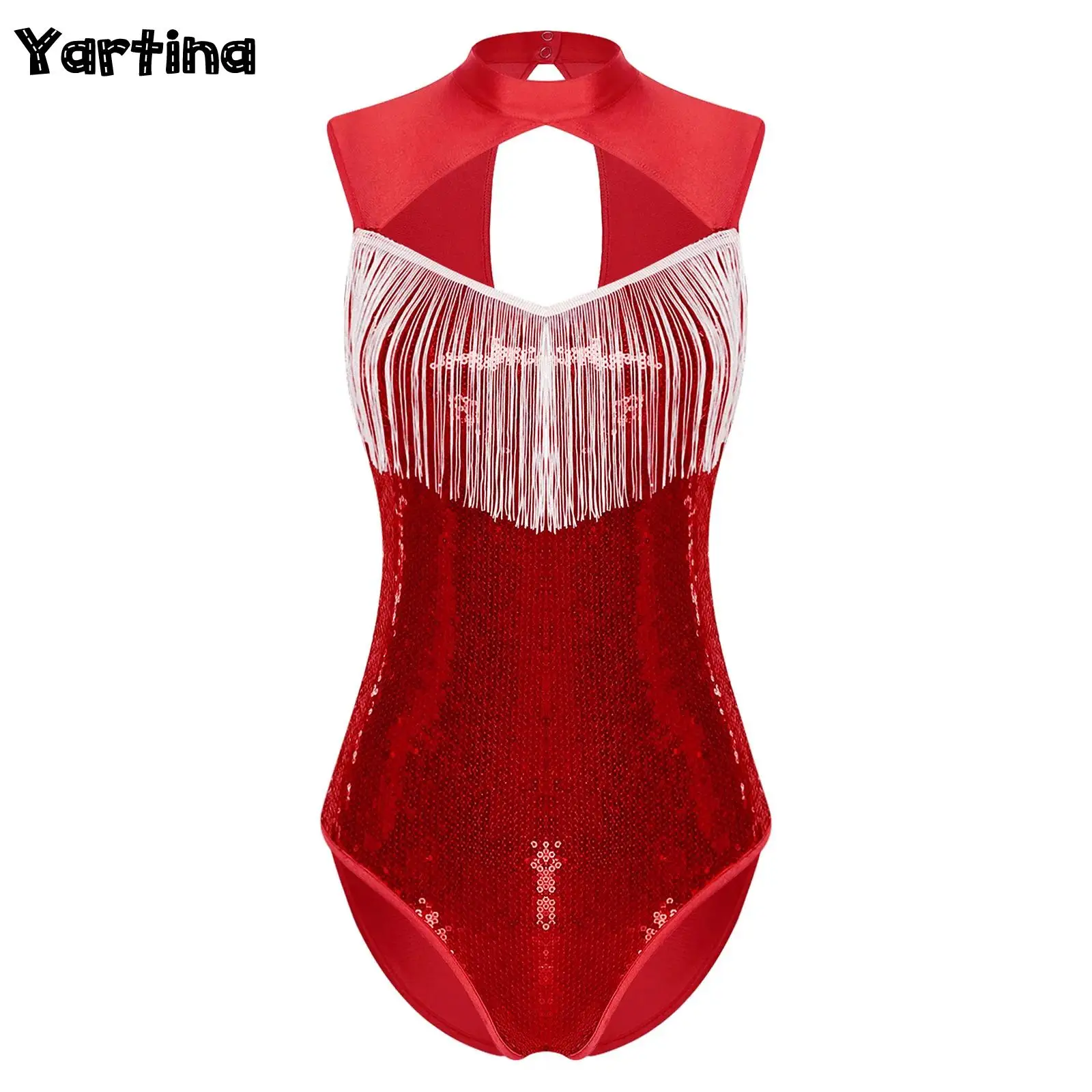 

Женский блестящий боди с пайетками, трико с кисточками и бахромой, цельный комбинезон для клуба, костюм для вечеринки у бассейна на Хэллоуин