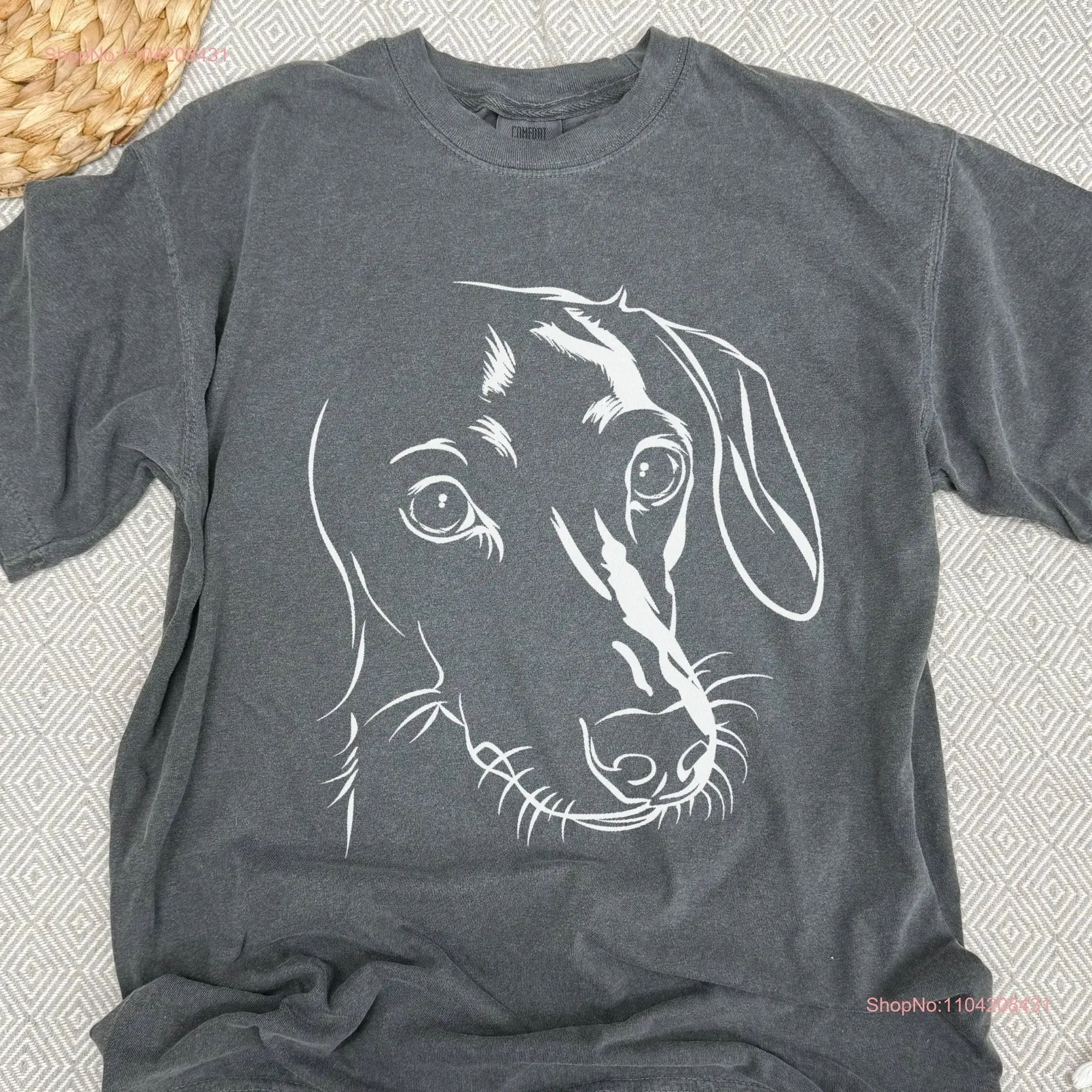 Dachshund Face T Shirt Head Sausage Dog Minimalist Line Art Doxie Mom Peeking long or short sleeves