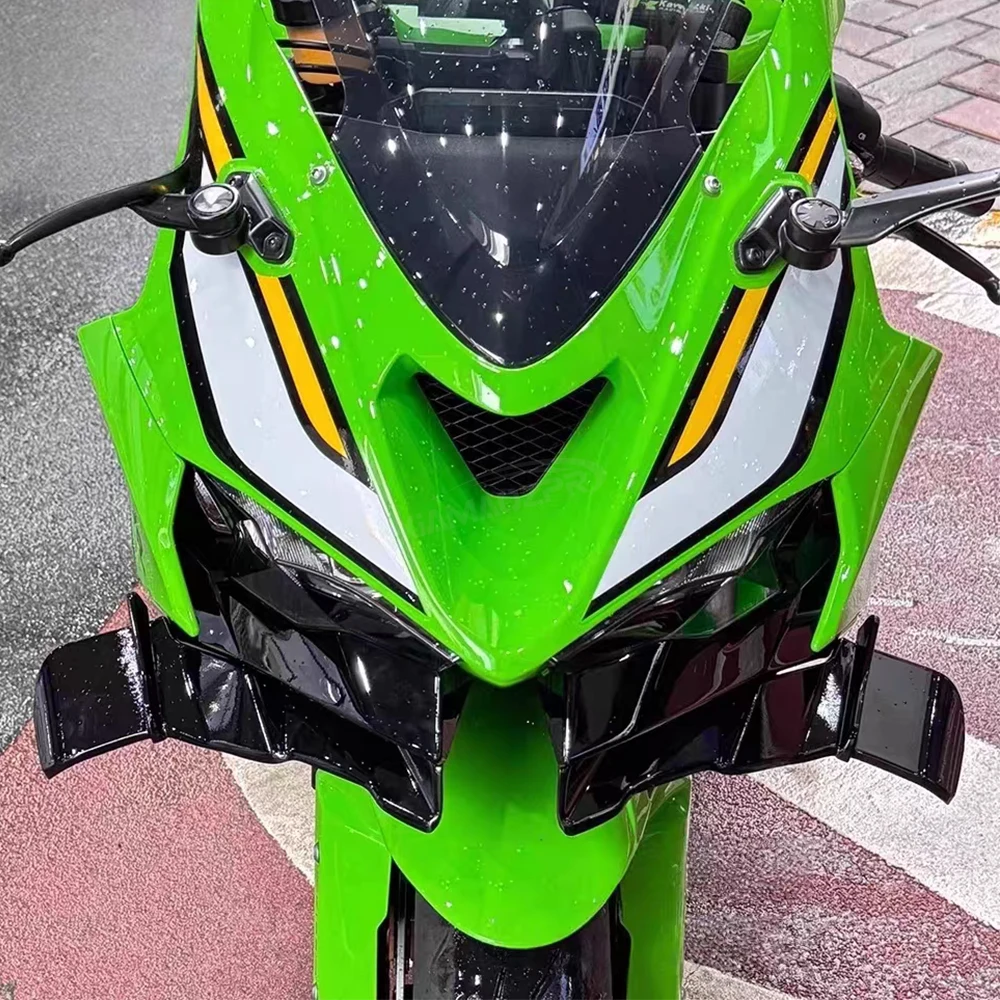 جديد لـ ZX-6R ZX6R ZX636 ZX-636 2024-2025 دراجة نارية الجبهة الشفة سبويلر الجناح هدية الجبهة الصغيرة الجناح تعديل الملحقات