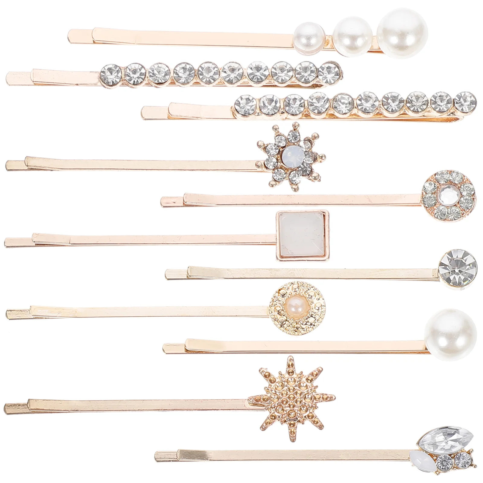

11 Pcs Fashion Pearl Hair Clip Bride Pins Small Clips for Women Crystal Barrettes