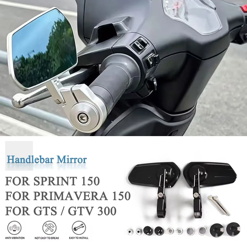 

Зеркала заднего вида CNC с синим стеклом для скутеров, зеркала на руль, зеркала заднего вида для Vespa Sprint Primavera 150 GTV GTS 300