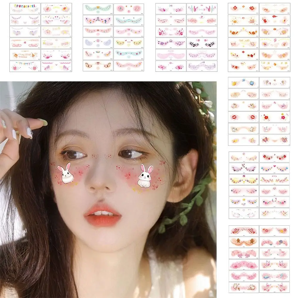 12PCS Temporary Glitter Face Makeup Accessories Fashion Styles Face Makeup Patches Multicolor Powder Blusher Stickers