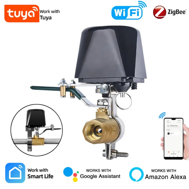 

Tuya Smart WiFi ZigBee Water Gas Valve ON/OFF Auto Control Countdown Timer Irrigation Controller Works With Alexa Google Home