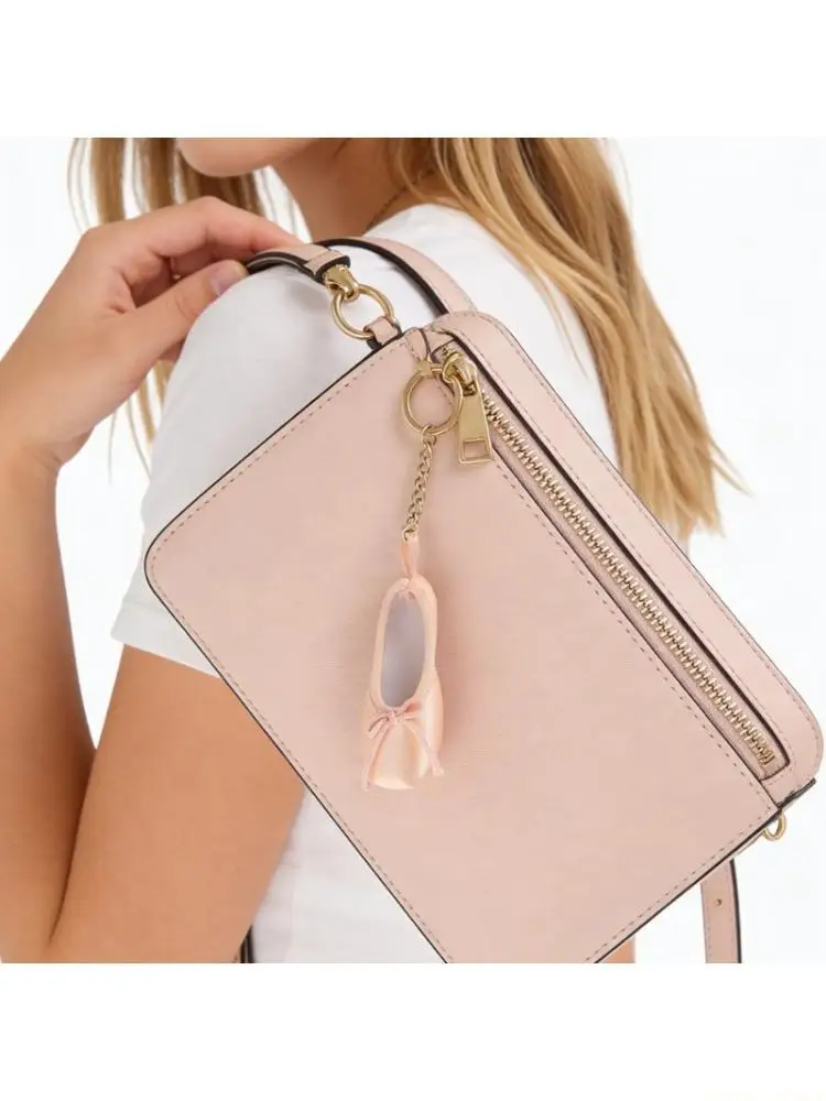 31BF Meticulously Handcrafted Ballet Shoe Charm Keyring Elegant Pendant Showcasing Artistic Charm for Keychain Enhancement