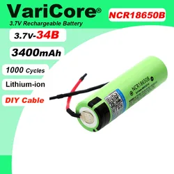 VariCore New Original NCR18650B 3.7 v 3400mAh 18650 Li-ion Rechargeable Battery Welding Silica gel Cable DIY