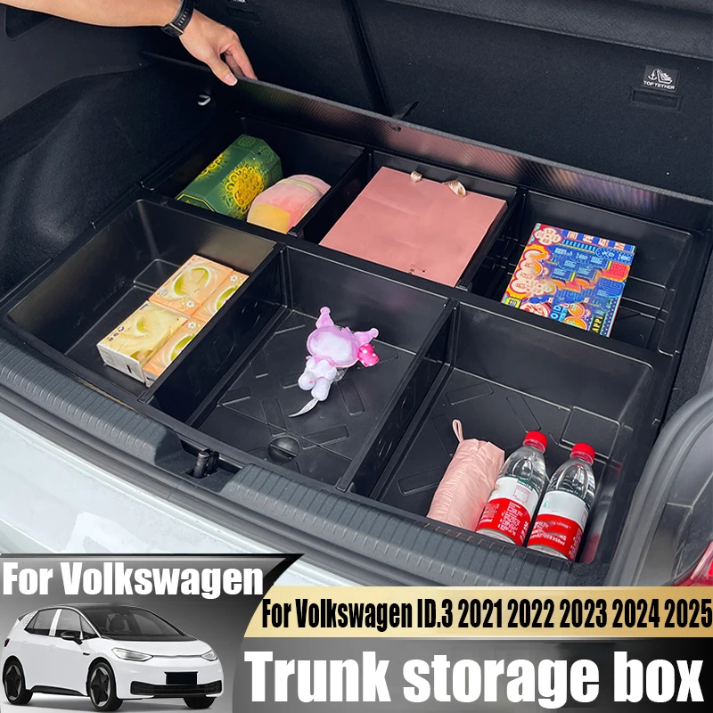 

Для Volkswagen VW ID.3 ID3 2021 2022 2023 2024 2025 модифицированный ящик для хранения багажника, аксессуары для хранения автомобиля большой емкости