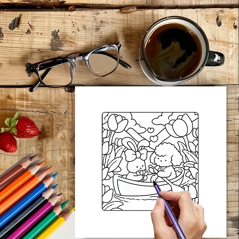 Libro para colorear Cutie Date de 28 páginas para adultos |   Libro para colorear, útiles de dibujo para Navidad, Acción de Gracias