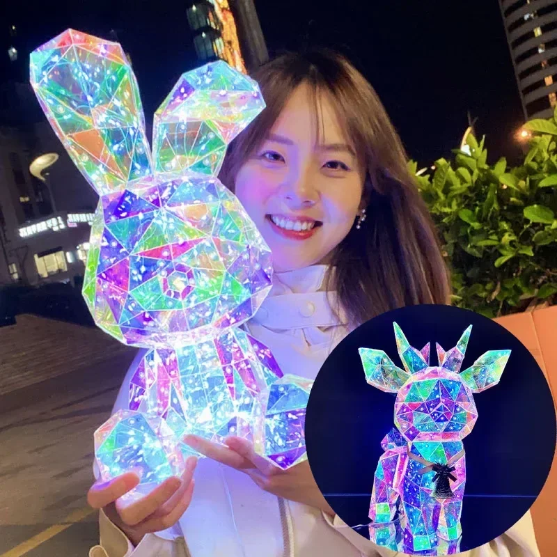 

Необычные светодиодные красочные плюшевые мишки с оленем, лампа в стиле фэнтези, кролик, светящаяся атмосфера, вечерние украшения для дома, подарки на день рождения, святого Валентина, игрушки