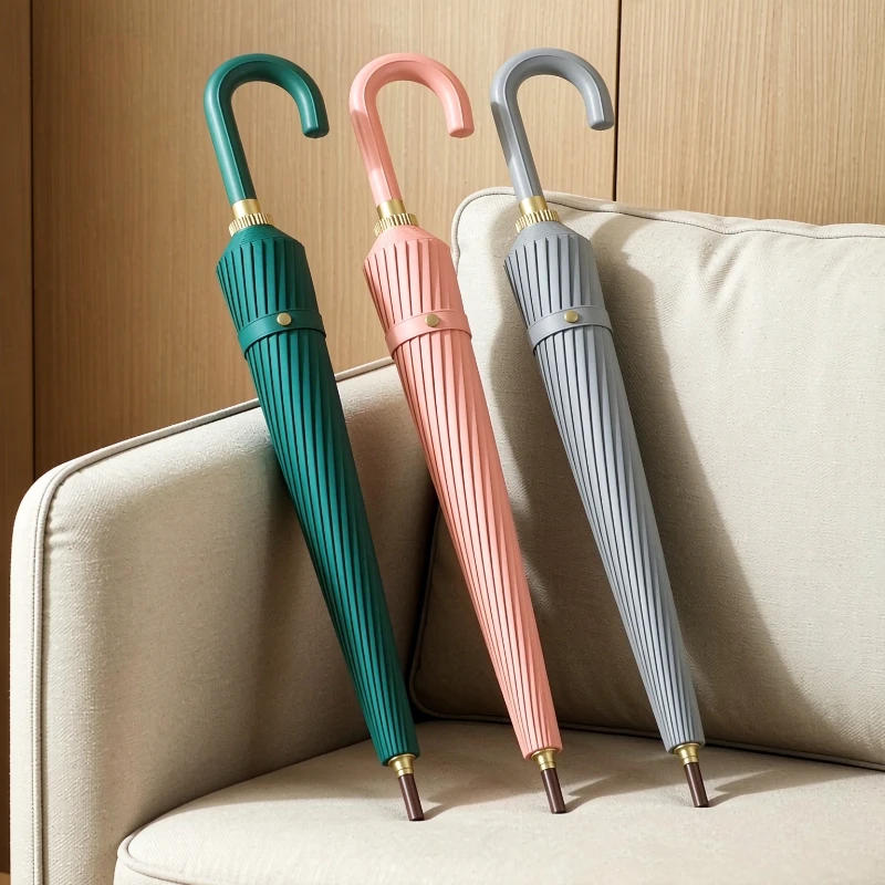24-Rib Large Golf Umbrella Long Handle Reinforced Windproof Stormproof Two Person Rain Protection Outdoor Travel Use 골프 우산