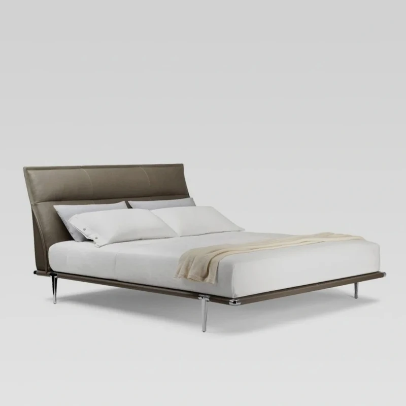 

Italian minimalist leather art antique bedroom double bed