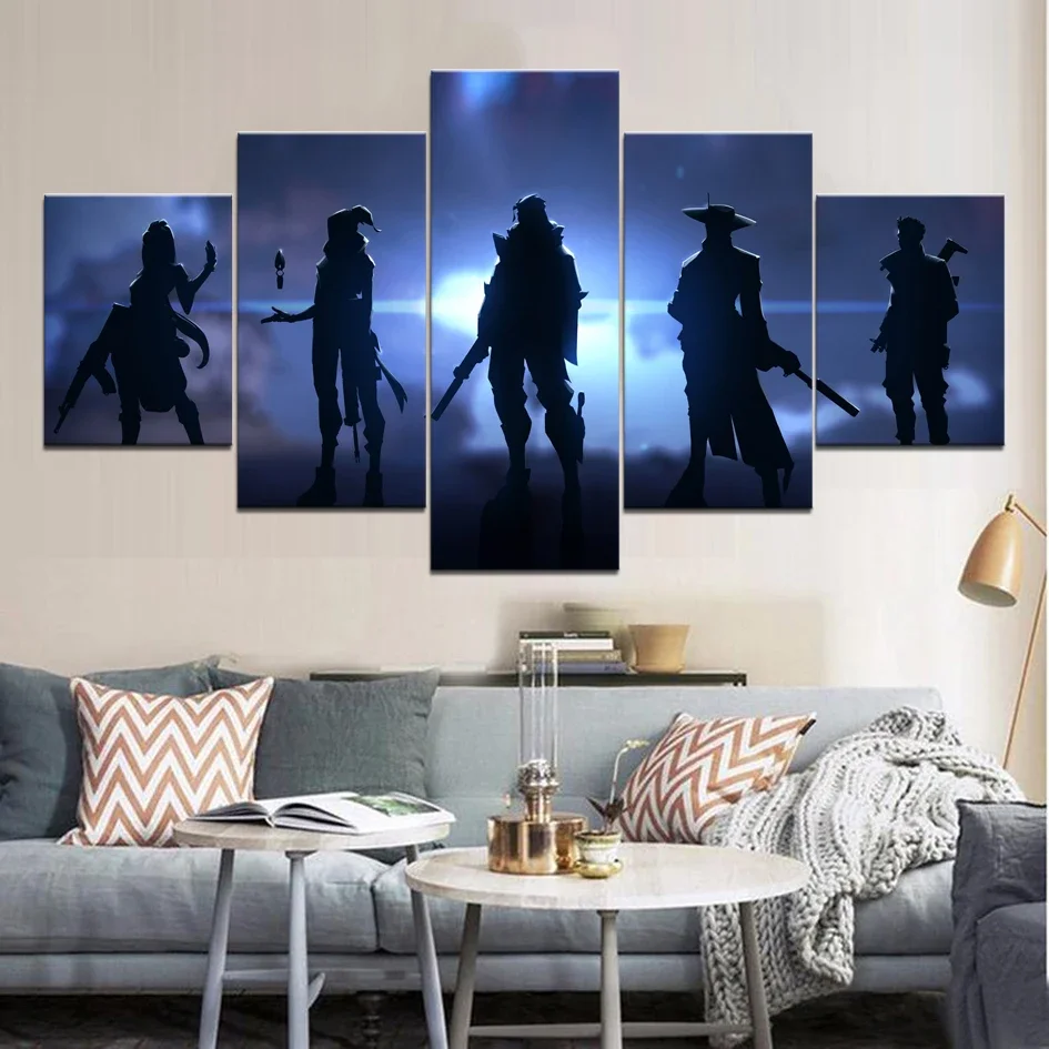 No Framed Canvas 5Pcs 5 Valorant Game Heroes Wall Art Posters Prints Pictures Paintings Home Decor Decorations
