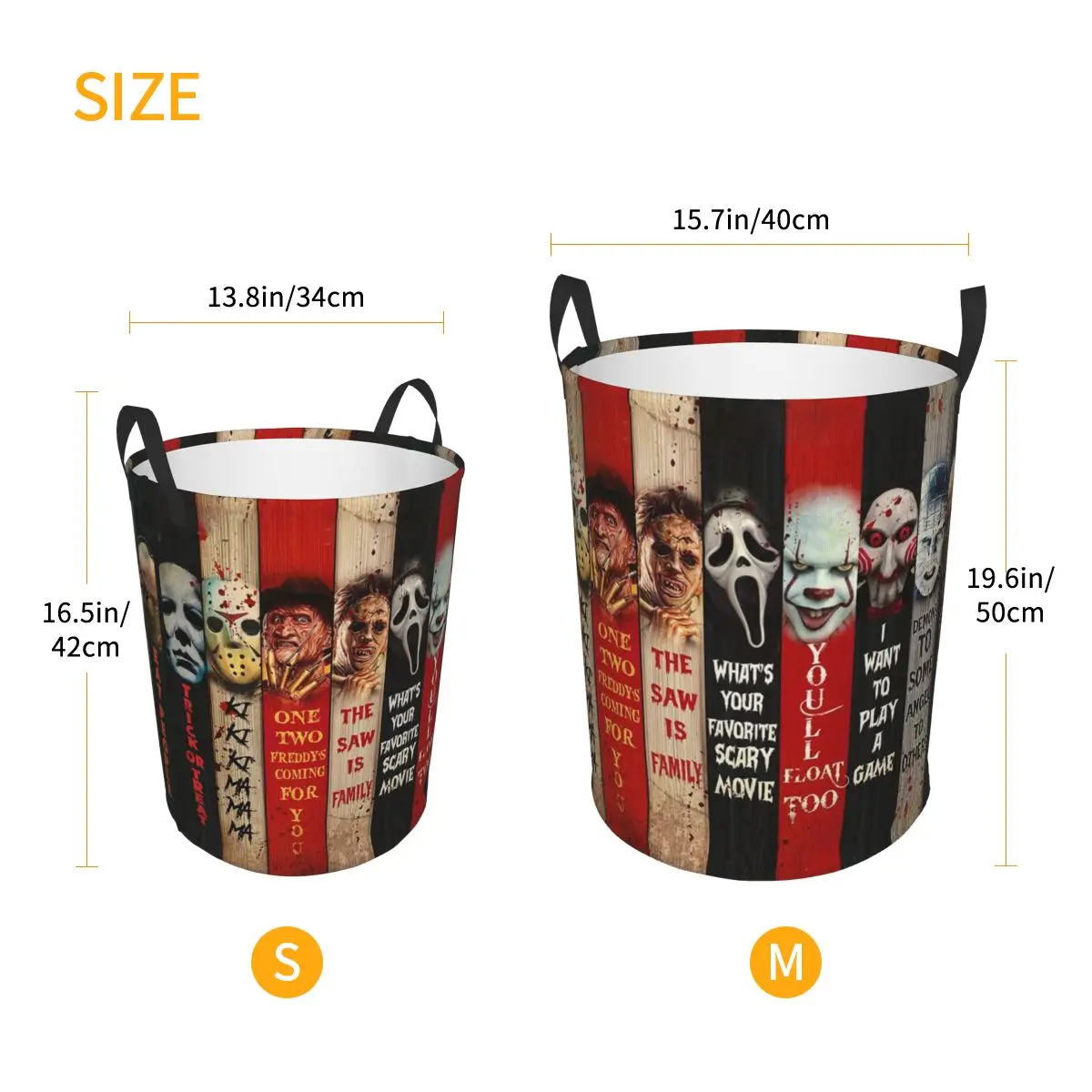 Custom Halloween Horror Movie Character Laundry Basket Collapsible Baby Hamper for Nursery Toys Organizer Storage Bins