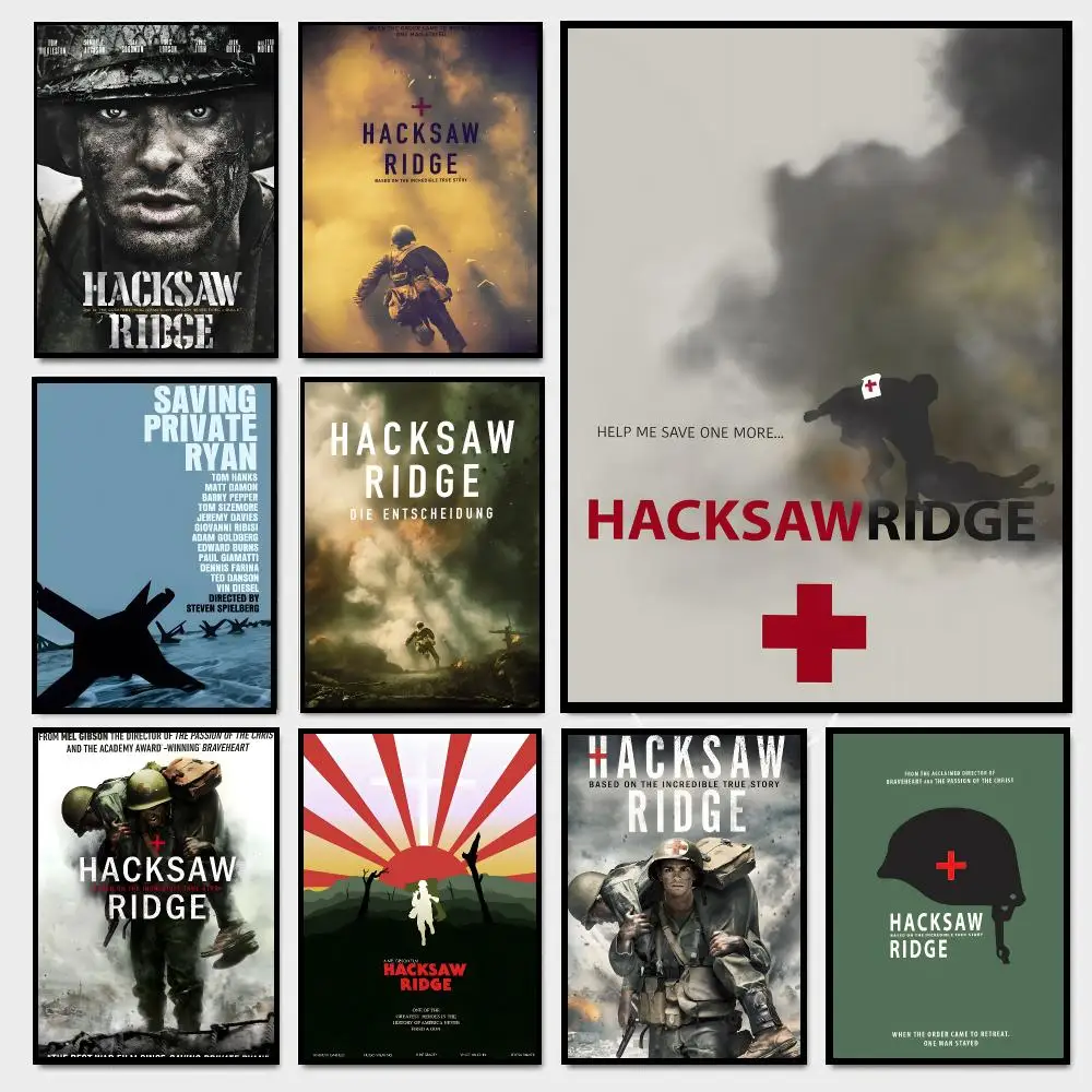 Movies Retro War Hacksaw Ridge Poster Moisture-proof Self-adhesive Decor Living Room Bedroom Party
