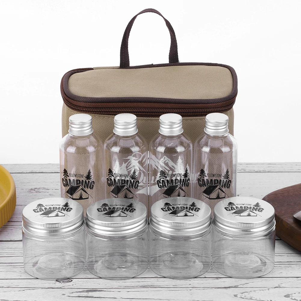 8 قطعة مجموعة زجاجات توابل التخييم مع حقيبة التخزين طقم توابل التخييم مجموعة جرة التوابل للسفر في الهواء الطلق التخييم شواء نزهة #2