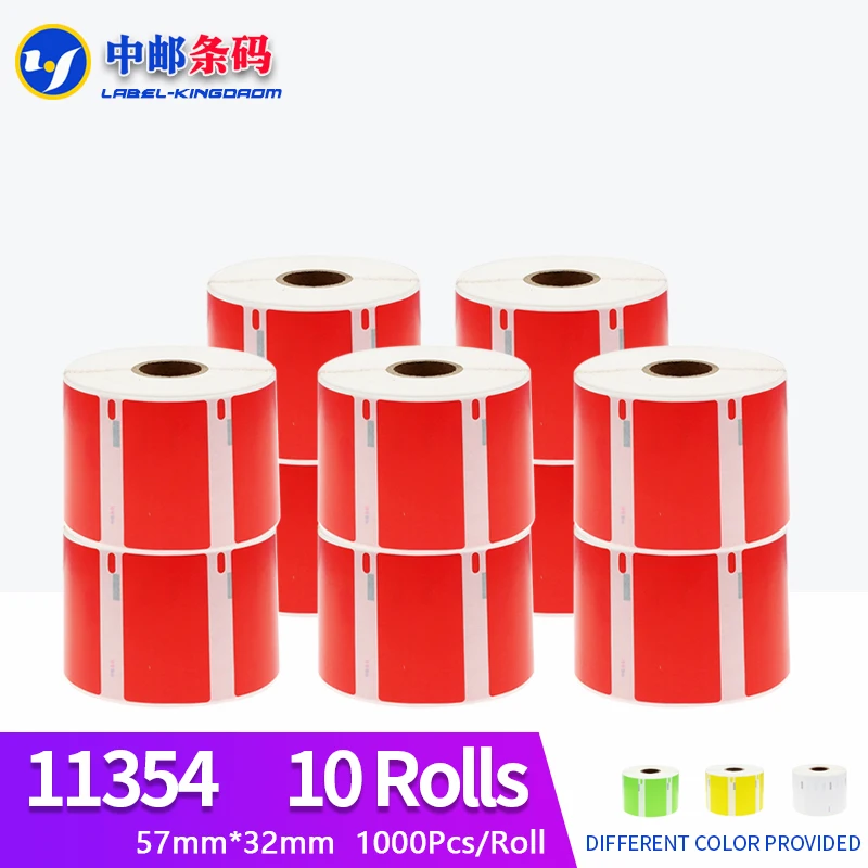 

10 Rolls Dymo Generic Red Color 11354 Label 57*32mm 1000Pcs Compatible for LW400 450 450Turbo Seiko SLP 440 Printer