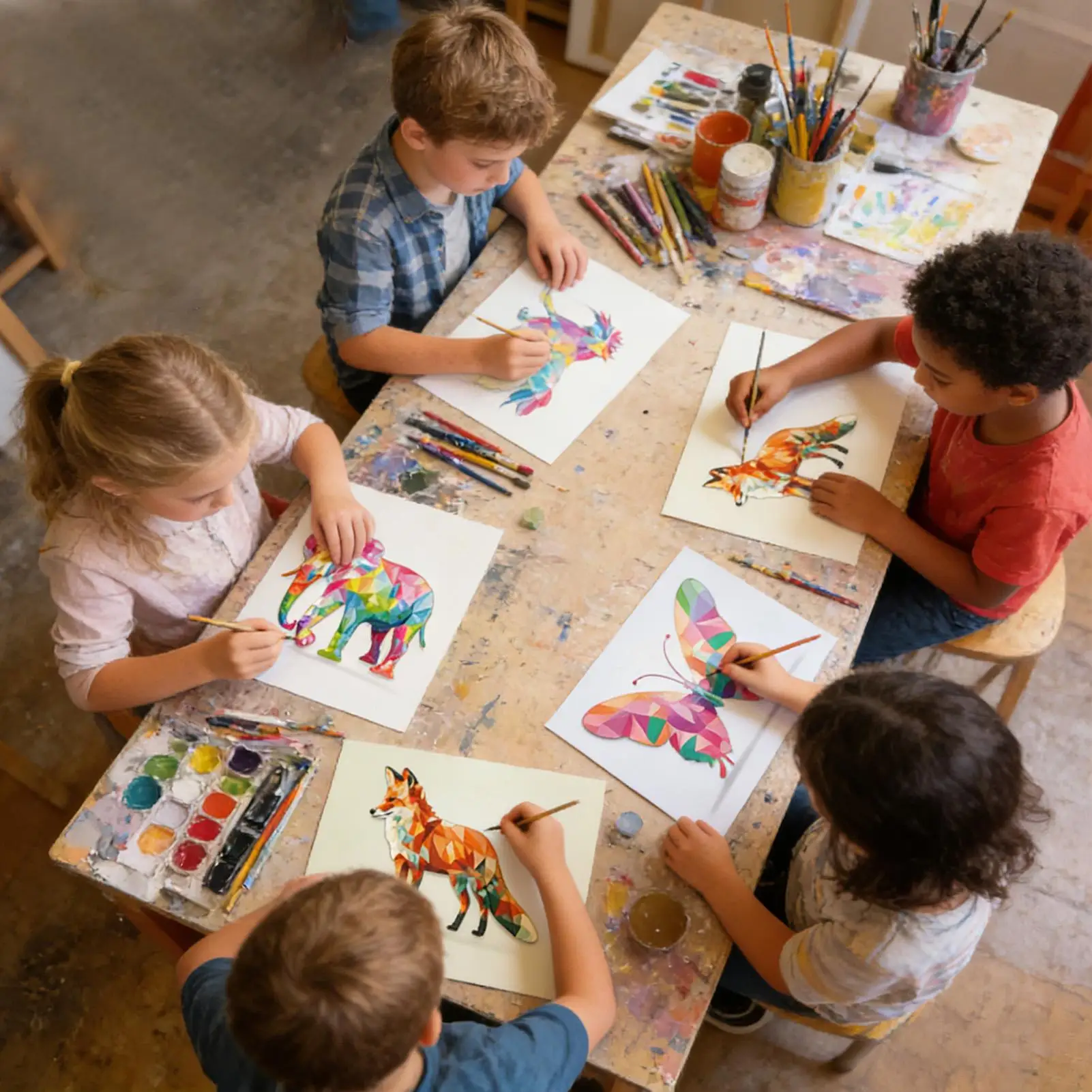 

Kid Collage Kit Interactive Educational Paper Jigsaw Toys Geometric Collage Kit for Kid Boys Girls Children Adults Kindergarten