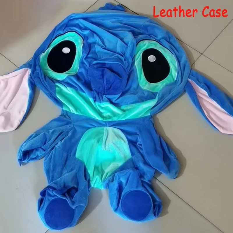 50/100cm Disney Purple Stitch Leather Case Blue Angel Holster Plush Toy Anime Plushie Stich Stuffed Semi-finished Plushie Toys