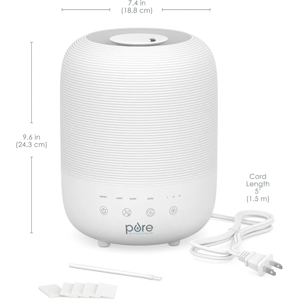 Обогащение? ЧЕЛОВЕК? Увлажнитель воздуха Sense Top Fill — большой резервуар объемом 3 л, датчик влажности с автоматическим режимом, 3 настройки тумана, дополнительный ночник,