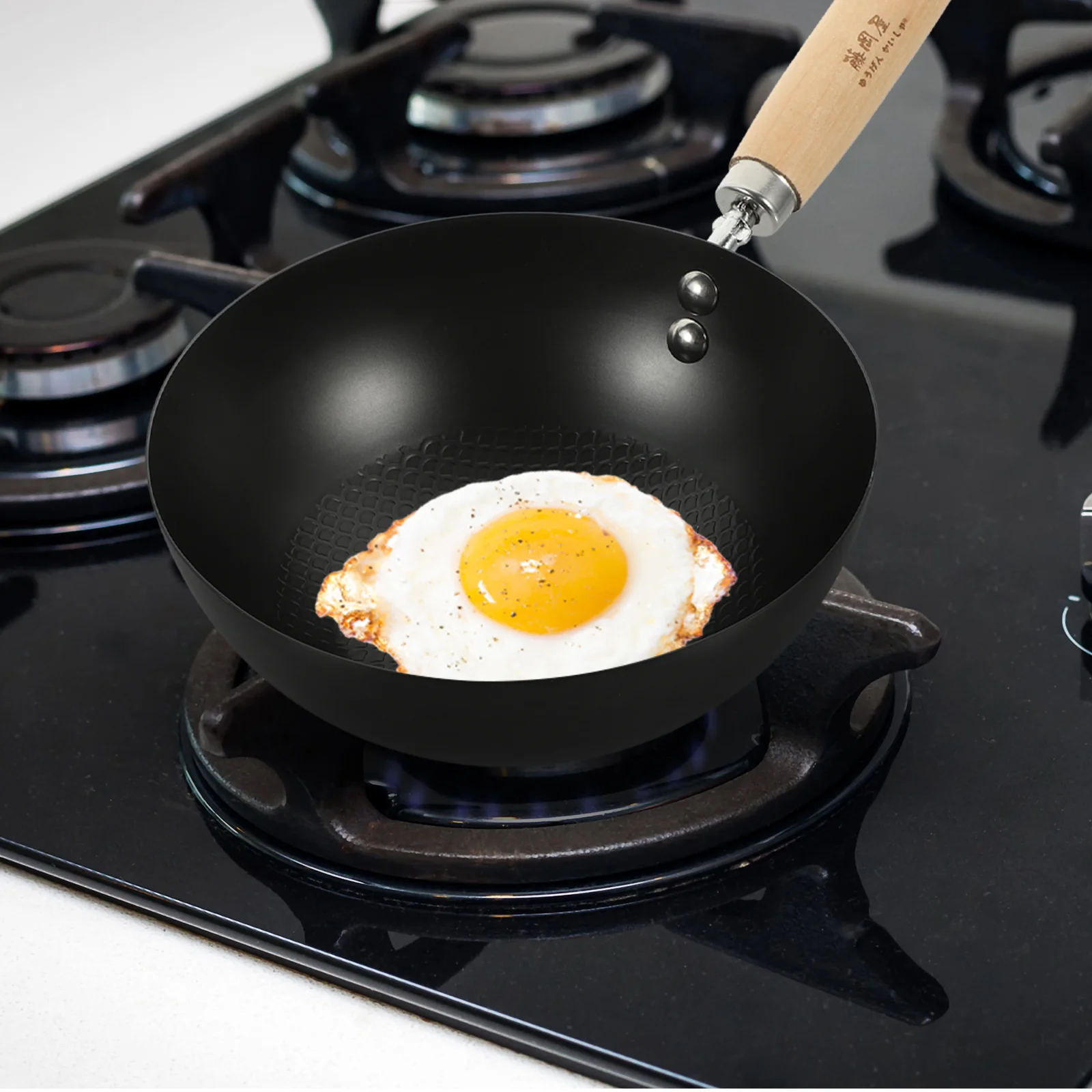 

Flat Bottom Wok Pan for Gas Stove Home Round Kitchen Wrought Iron Stoves Everyday Household Cooking Pot Small