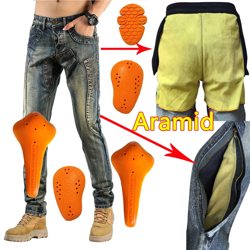 

Hithotwin Kevlar protection Motorcycle jeans South Korea black Men Moto Racing Kevlar Japan Sports Aramid Motocross Protectiv
