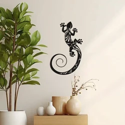 Metal Gecko Wall Decoration Lizard Wall Art Sculpture Gecko Iron Crafts Hanging Ornaments for Home Garden Yard Patio Balcony
