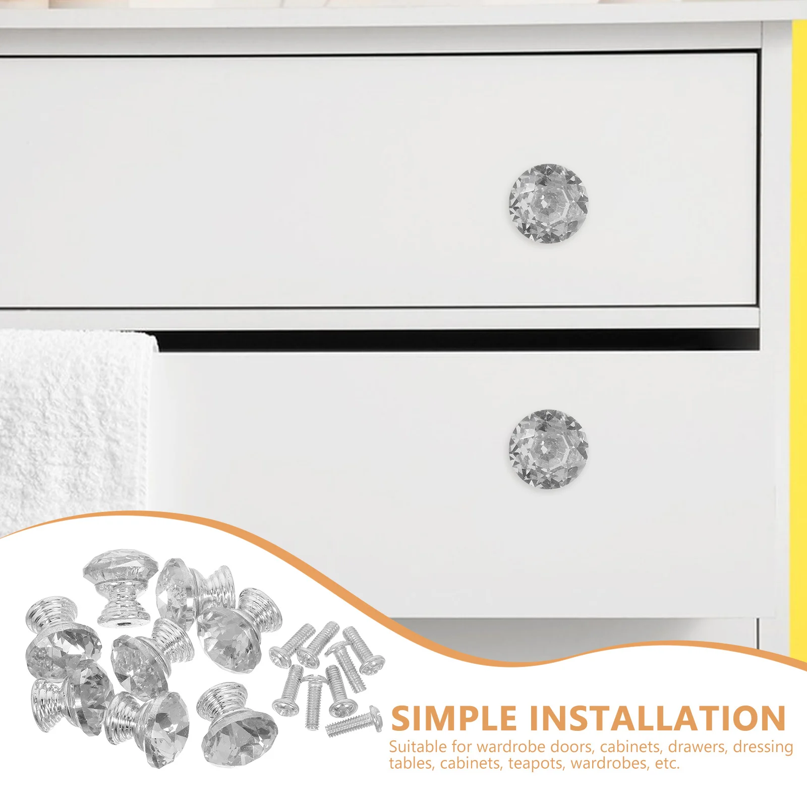 8 قطعة مقابض للخزانة الماسية ثقب واحد تسحب الزخرفية لخزائن الأدراج خزائن الحمام المقابض البلاستيكية
