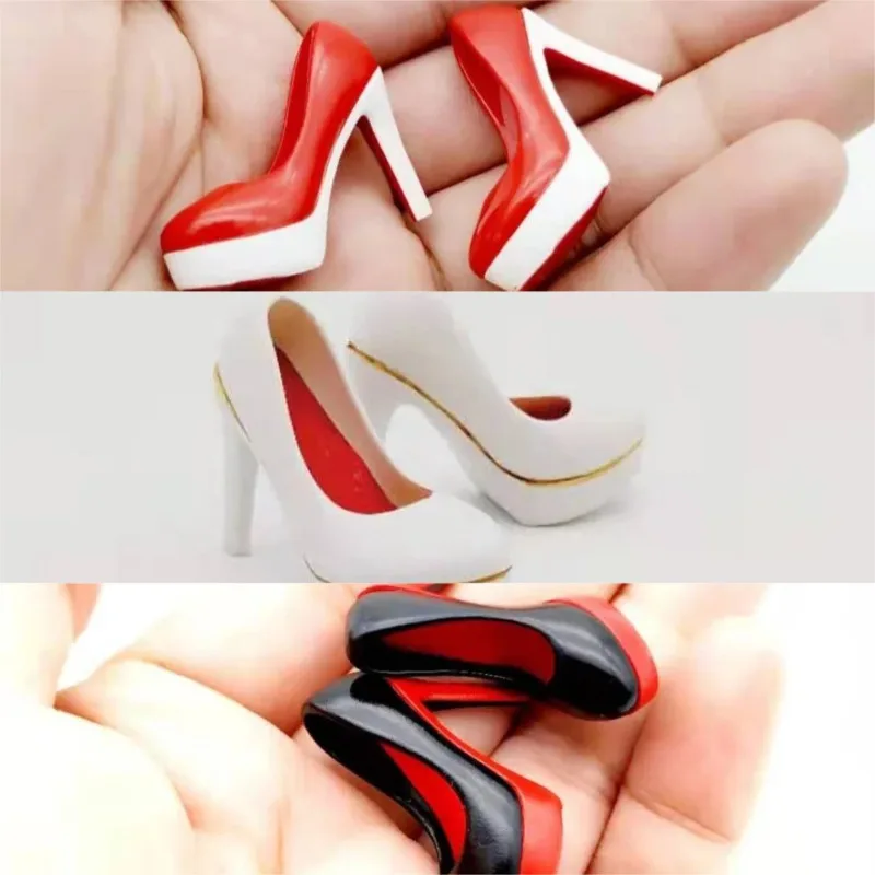 

White High Heels Shoes model for 1/6 Scale Female Soldier Action Figure Hollow Shoes Model Educational Toy Gift for Child Adult