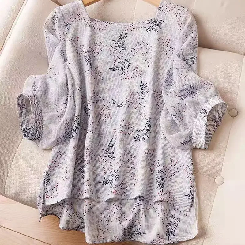 Blumen Chiffon koreanische Frau Top mit Kurzarm hemden & Blusen für Frauen beliebte Kleidung moderne lange elegant und Jugend cool