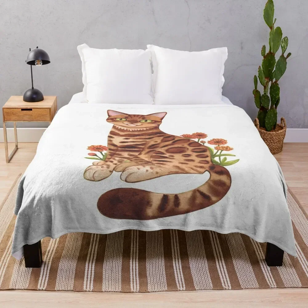 Bengal cat cartoon Throw Blanket Retros Decorative Sofas Quilt Bed covers Blankets