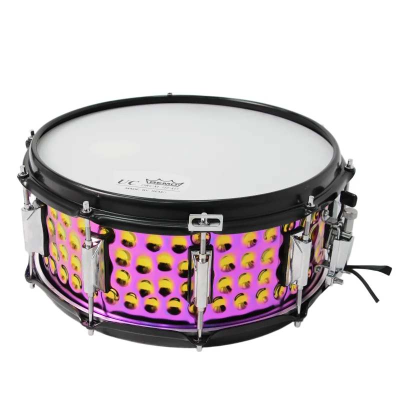 Stylish Multi-Color Metal Snare Drum, New Fashion Design 14×5.6 Inch Percussion Drum for School Band, Daily Practice &Live Shows