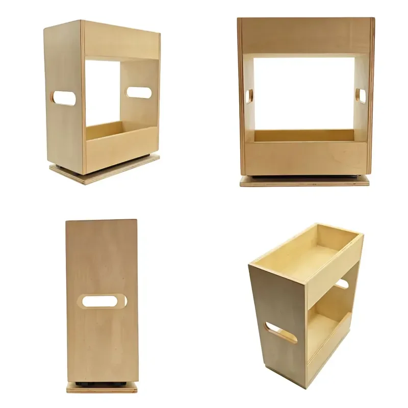 for  Modern Double Drawer Basket Wooden Double Slide Pull Out Kitchen Cabinet Storage with Spice Rack Storage Rack