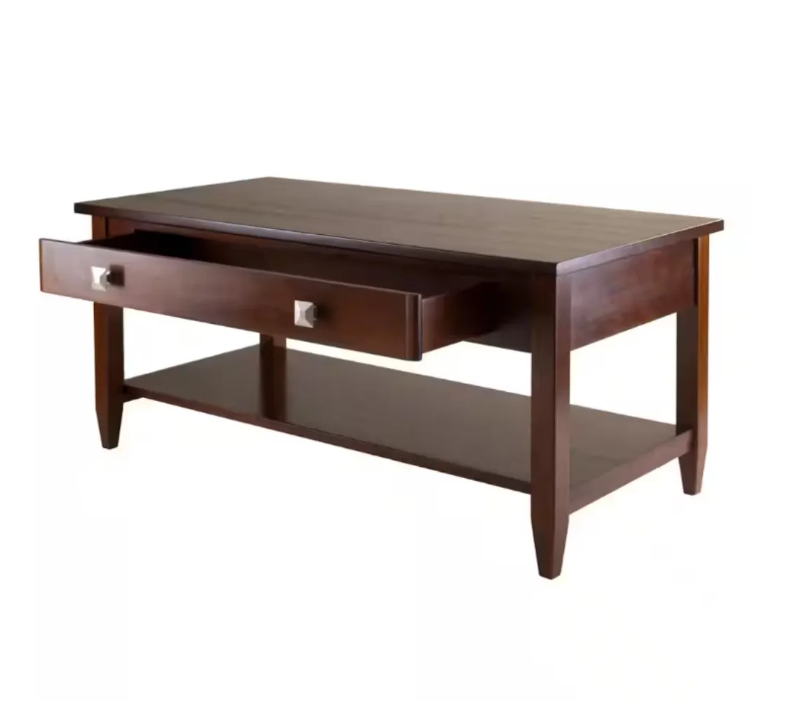 d 40인치 서랍이 있는 호두나무 중간 직사각형 목재 커피 테이블 조립 필요