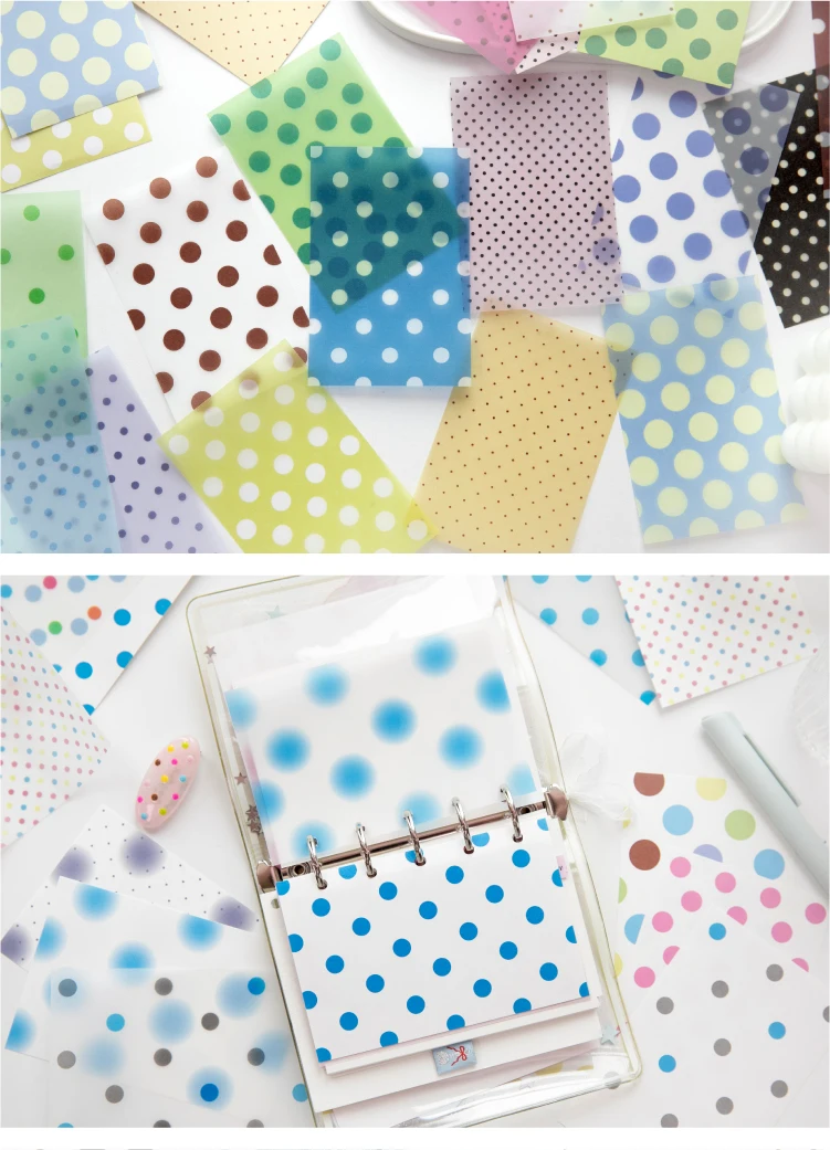 Journal GO 32 Stück Polka Dot Waltz Vintage Dots Dual Material Paper Kreatives DIY Junk Journal Collage Scrapbooking Hintergrund DIY – Detail 18