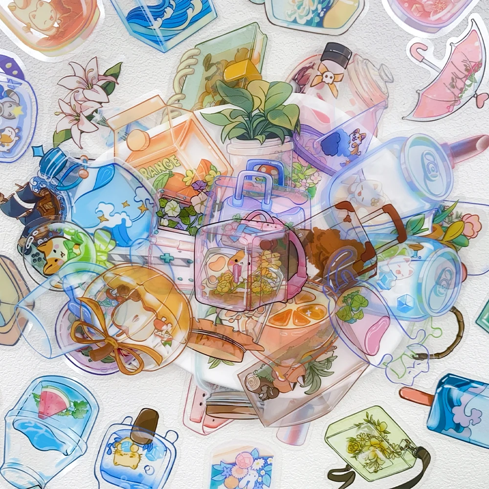 50pcs Transparent Objects PET Stickers Decals For Laptop Notebook Skateboard Guitar Helmet DIY Cartoon Aesthetic Stickers image 3
